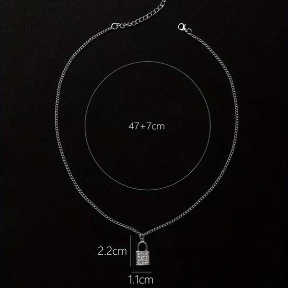 Rhinestone Lock Pendant Necklace - Picture 3 of 3